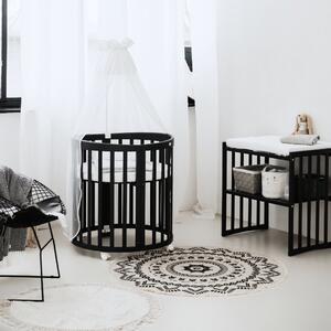 Monbaby nábytek Waldin Rostoucí oválná dětská postýlka pro miminko 7v1 s matrací Barva: Černá
