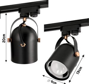 BERGE Reflektor LED E27 pro kolejnice - černý