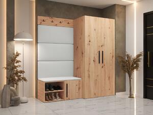 Předsíňová sestava Hekurt I, Barva: dub artisan, Barva látek:: ekokůže Soft 017 (bíla) 5903211432040