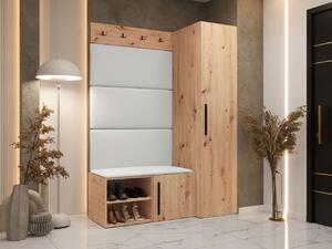Předsíňová sestava Hekurt II, Barva: dub artisan, Barva látek:: ekokůže Soft 017 (bíla) 5903211432378