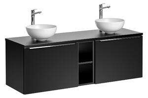 Comad Koupelnová skříňka s deskovými umyvadly set Santa Fe Black 140 černá