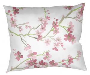 Kvalitní povlak z česané bavlny s krepovou úpravou Louka růžová. Povlak posetý růžovými květinkami. Rozměr povlaku je 50x70 cm