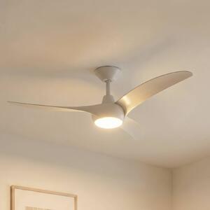 Lindby Stropní ventilátor Briya s LED osvětlením, bílý, Ø 116 cm,, stmívatelný, Bílá / opál, Obývací pokoj / jídelna, Plast, Moderní
