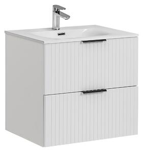Comad Koupelnová skříňka s keramickým umyvadlem Adel White 60 cm - černá mat