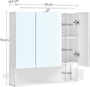 VASAGLE Zrcadlová skříňka - bílá - 70x70x14,5 cm