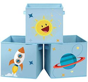 SONGMICS Úložný box - modrá - 30x30x30 cm - set 3 ks