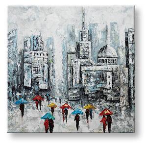 Malovaný obraz na stěnu MĚSTO 1 díl 70x70 cm - 70×70 cm / Klasický 2 cm