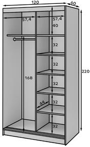 Šatní skříň s posuvnými dveřmi Marrphy - 120 cm
