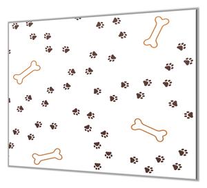 Ochranná deska s motivem ťapky psa - 40x60cm / S lepením na zeď
