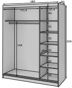 Šatní skříň s posuvnými dveřmi Marrphy - 180 cm