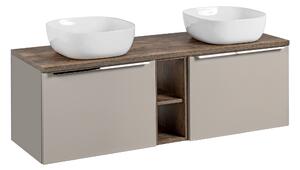 Comad Koupelnová skříňka s deskovými umyvadly set Santa Fe Taupe 140 šedohnědá/dub santa fe