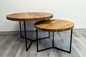 Konferenční stolky z dubového masivu TWObro set v industriálním designu
