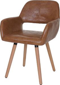 Jídelní židle HWC-A50 II, židle kuchyňská židle, retro design 50. let Imitace kůže, imitace semiše, světlé nohy
