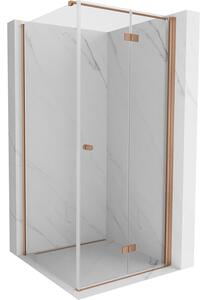 Mexen Mist-F T, 1-křídlý ​​skládací sprchový kout pravý 110 x 110 cm, čiré sklo, měděný matný profil, 8A6T-110-110-65-00-P
