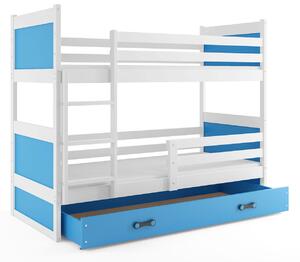 Patrová postel Rico bílé / modrý 90x200 cm s matrací BMS Group