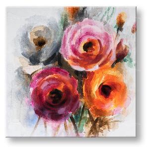 Malovaný obraz na stěnu KVĚTINY 1 díl - 70x70 cm - 70×70 cm / Premium 4 cm