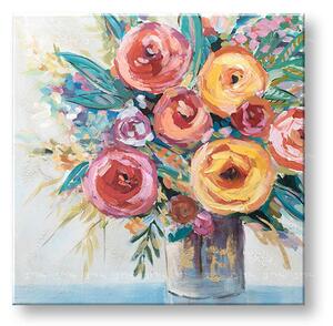 Malovaný obraz na stěnu KVĚTINY 1 díl - 80x80 cm - 80×80 cm / Premium 4 cm