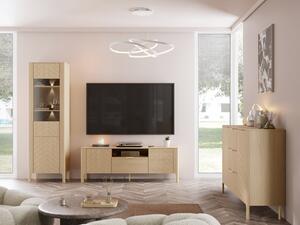 Nábytek do obývacího pokoje Malony I, Osvětlení: osvětlení LED - bílé, Barva: dub vicenza 5903211471575