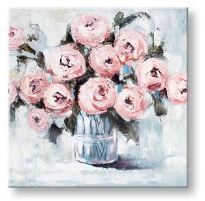 Malovaný obraz na stěnu KVĚTINY VE VÁZE 1dílný 70x70 cm - 70×70 cm / Klasický 2 cm