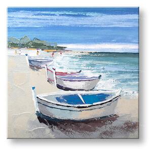 Malovaný obraz na stěnu LODĚ 1 díl 70x70 cm - 70×70 cm / Premium 4 cm