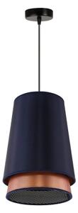 Duolla - Lustr na lanku BELL SHINY 1xE27/15W/230V pr. 25 cm modrá/měděná