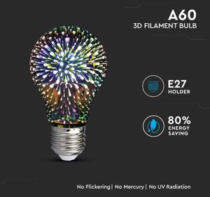 LED 3D Dekorační žárovka FILAMENT A60 E27/3W/230V 3000K