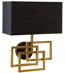 Moebel Living Zlatá kovová nástěnná lampa s černým stínidlem Leonor 44 cm