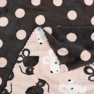 Goldea kvalitní dětská deka z mikrovlákna - myšky a puntíky na pudrovém 100 x 150 cm