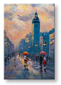 Malovaný obraz na stěnu PROCHÁZKA MĚSTEM 1-dílný 60x90 cm - 60×90 cm / Klasický 2 cm