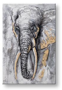 Malovaný obraz na stěnu SLON 1 díl - 40x60 cm - 40×60 cm / Klasický 2 cm
