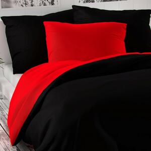 Kvalitex Saténové povlečení Luxury Collection červená / černá, 240 x 200 cm, 2 ks 70 x 90 cm