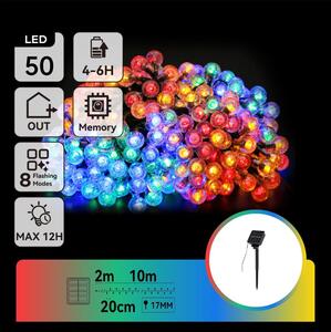 Aigostar - LED Solární dekorační řetěz 50xLED/8 funkcí 12m IP65 multicolor