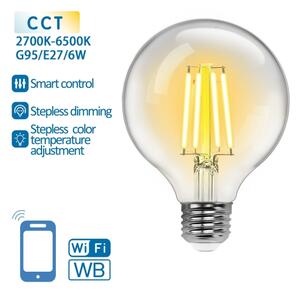 LED Stmívatelná žárovka FILAMENT G95 E27/6W/230V 2700-6500K Wi-Fi - Aigostar