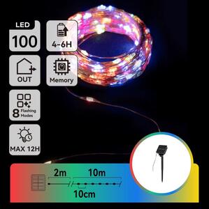 Aigostar - LED Solární řetěz 100xLED/8 funkcí 12m IP65 multicolor