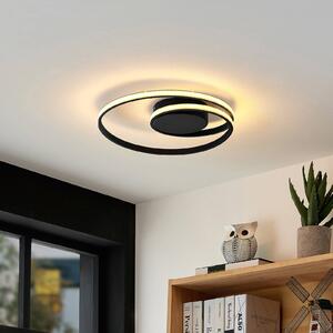 Lindby LED stropní svítidlo Youna, černé, hliník, 39 cm, stmívatelné