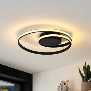 Lindby LED stropní svítidlo Youna, černé, hliník, 39 cm, stmívatelné