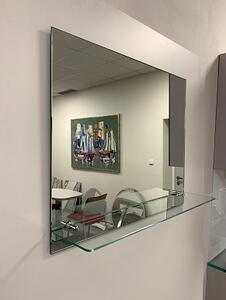 AMIRRO Zrcadlo na chodbu do koupelny předsíně nástěnné s poličkou PURE SHELF 60 x 50 cm s decentní leštěnou hranou s poličkou 410-777