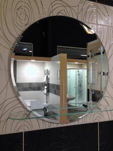 AMIRRO Zrcadlo do koupelny kulaté s poličkou GEORGINA - kruh Ø 60 cm s fazetou 10 mm a skleněnou poličkou 125-615