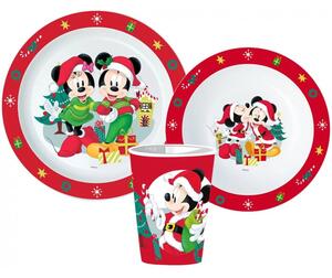 Dětská vánoční sada plastového nádobí pro děti Mickey & Minnie Mouse - Disney - 3 díly