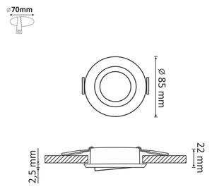Podhledové svítidlo EAST OPAL 1xGU10/8W/230V pr. 8,5 cm zlatá