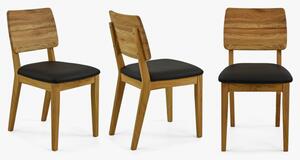 Jídelní židle dubová - kožený černý sedák