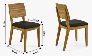 Jídelní židle dubová - kožený černý sedák