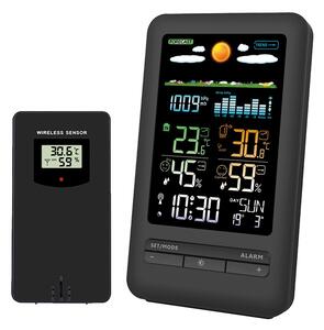 SOLIGHT Meteostanice, barevný LCD, vnitřní, venkovní teplota a vlhkost, tlak, RCC, černá