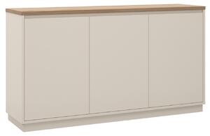 Marckeric Krémová lakovaná komoda Loreta 151 x 40 cm s dubovým dekorem