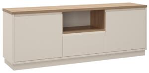 Marckeric Krémový lakovaný TV stolek Loreta 160 x 40 cm s dubovým dekorem
