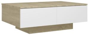 Konferenční stolek bílý a dub sonoma 90x60x31 cm dřevotříska