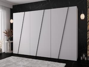 Moderní skříň Grelipt 300 cm, Barva: bílá / bílá + černá 5903211531910