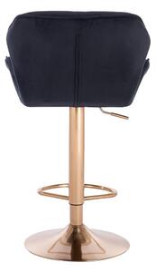 Velurová barová židle MILANO - černá na zlaté podstavě