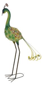 Zahradní kovová figurka Peafowl, 80 cm, zelená