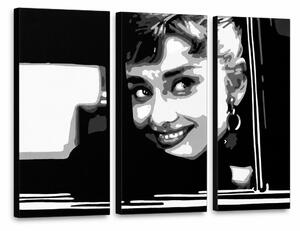 Ručně malovaný obraz POP Art Audrey HEPBHURN 3 díly ah1 - 60x40 cm